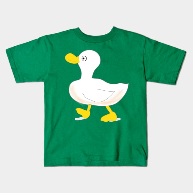 Cute duck roaming around doodle Kids T-Shirt by 4wardlabel